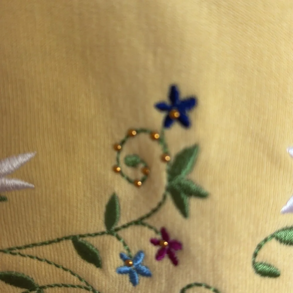Yellow Floral Embroidered Sweatshirt by Country Store. L. - Picture 3 of 7
